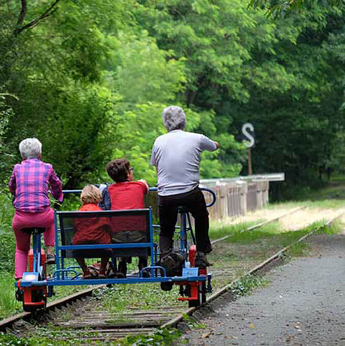 Cycle touring from the railroad station of Ambert, rail-bike courses